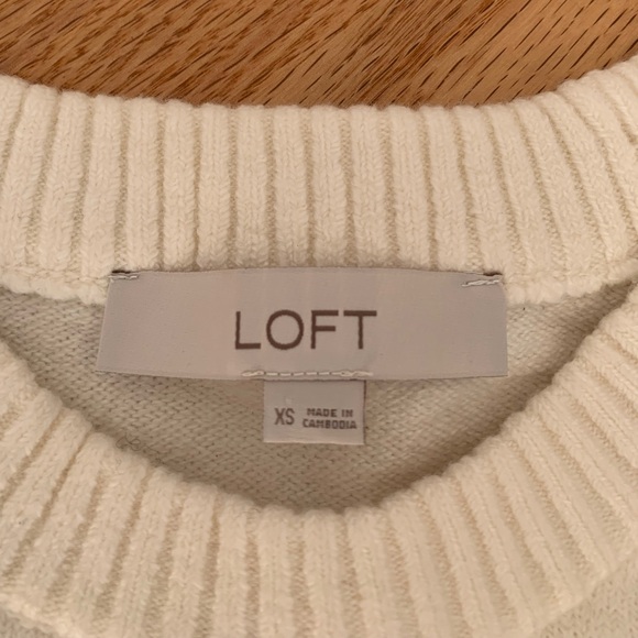 LOFT Women's White Sweater with Lace Accents - Picture 3 of 5